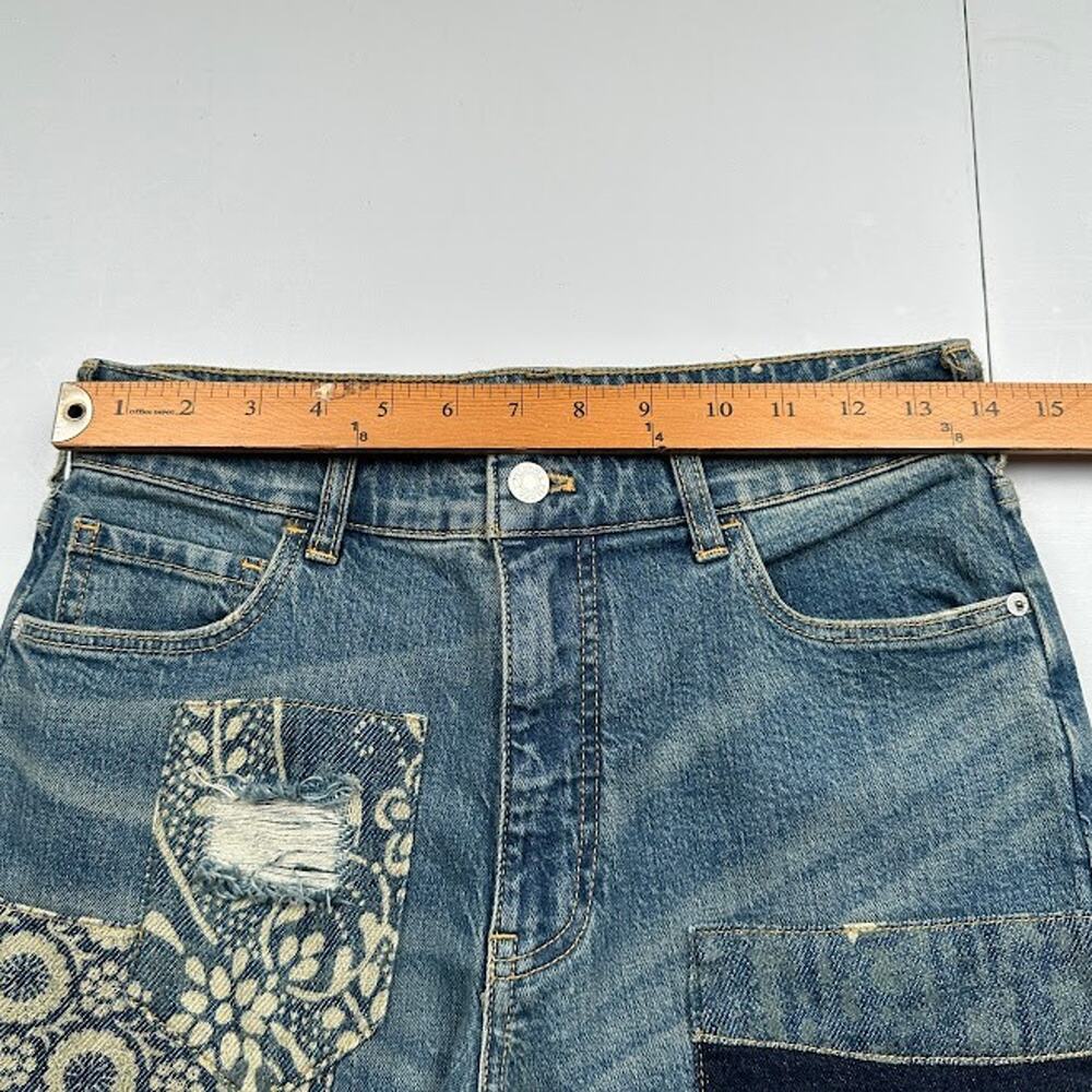 Anthropologie Pilcro Jeans Womens 25 Blue Borrower Patchwork Distressed Stretch - Picture 11 of 14
